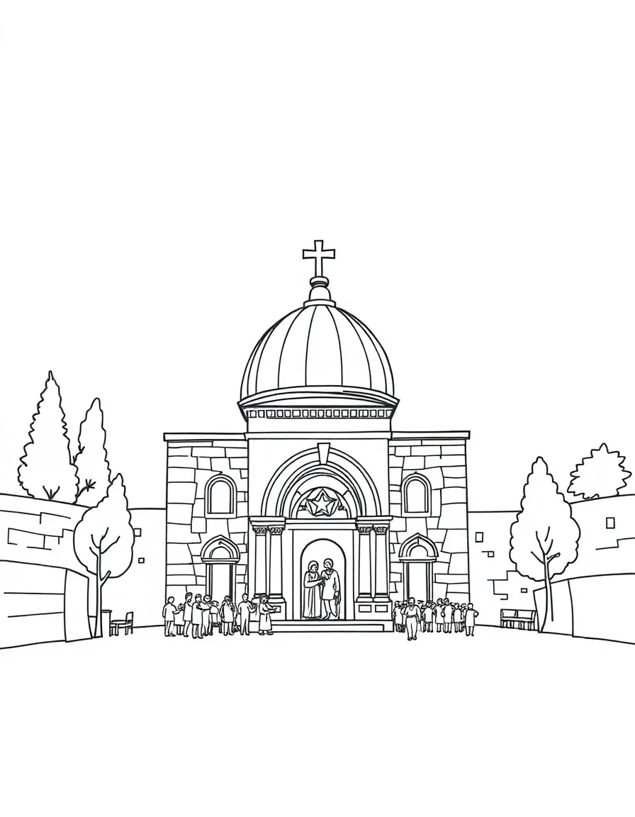 The Holy Sepulchre Church with Jerusalem Christian pilgrimage, crucifixion-resurrection site, interfaith custodial arrangements, and Middle Eastern religious significance