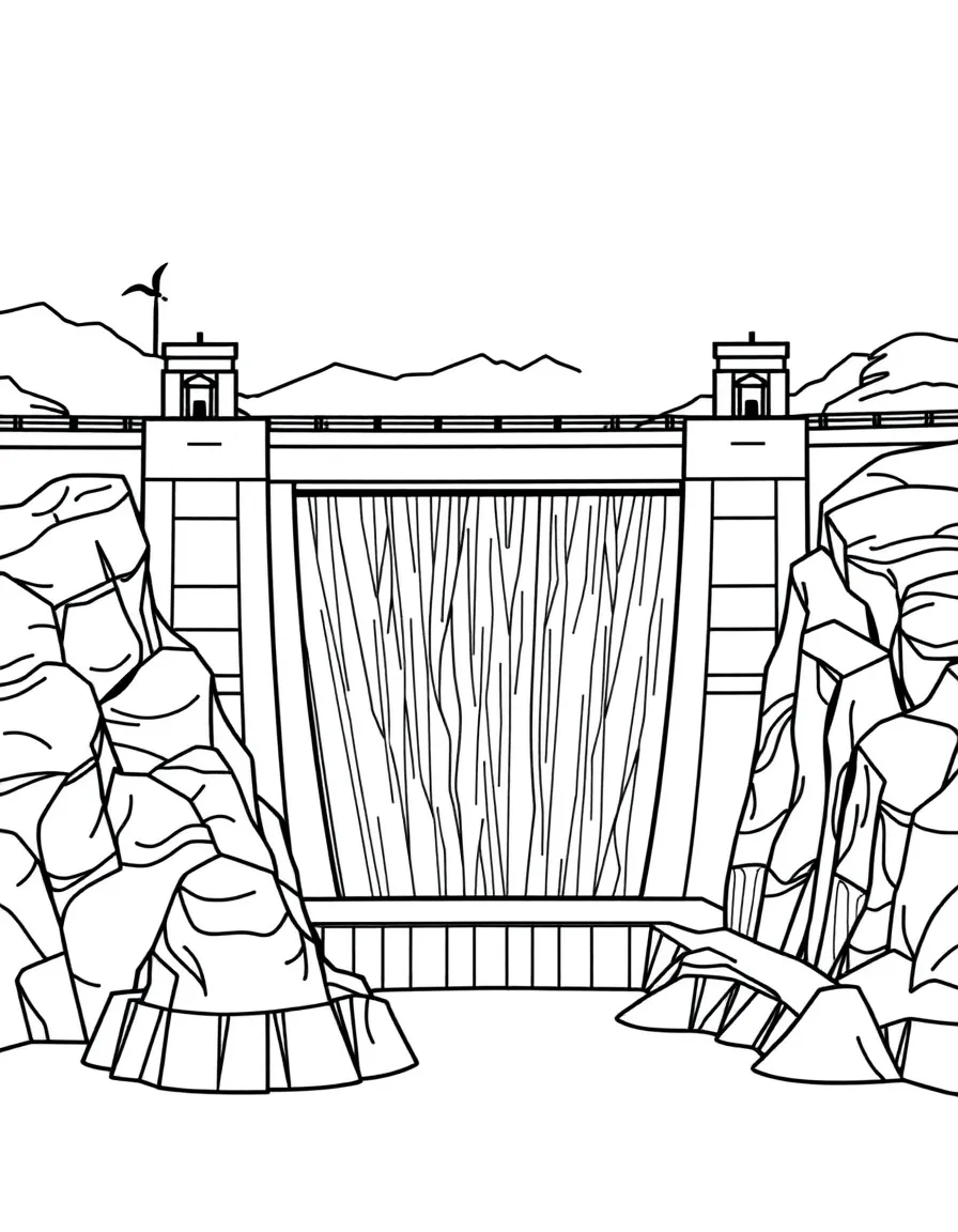 The Hoover Dam with Nevada-Arizona Colorado River control, Art Deco engineering monument, Lake Mead recreation, and Depression-era public works achievement