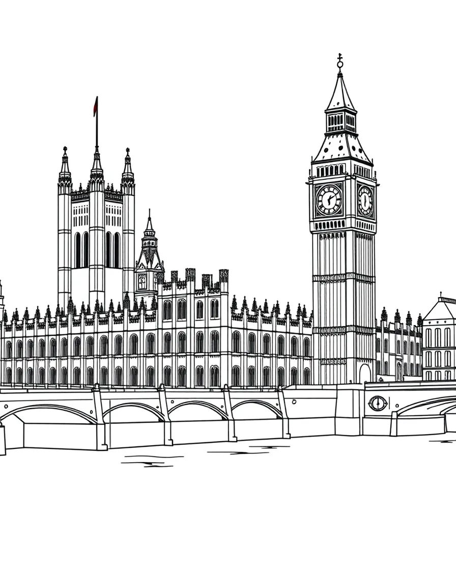 The Houses of Parliament with British Westminster democratic governance, Thames River political prominence, Big Ben clocktower integration, and constitutional monarchy balance