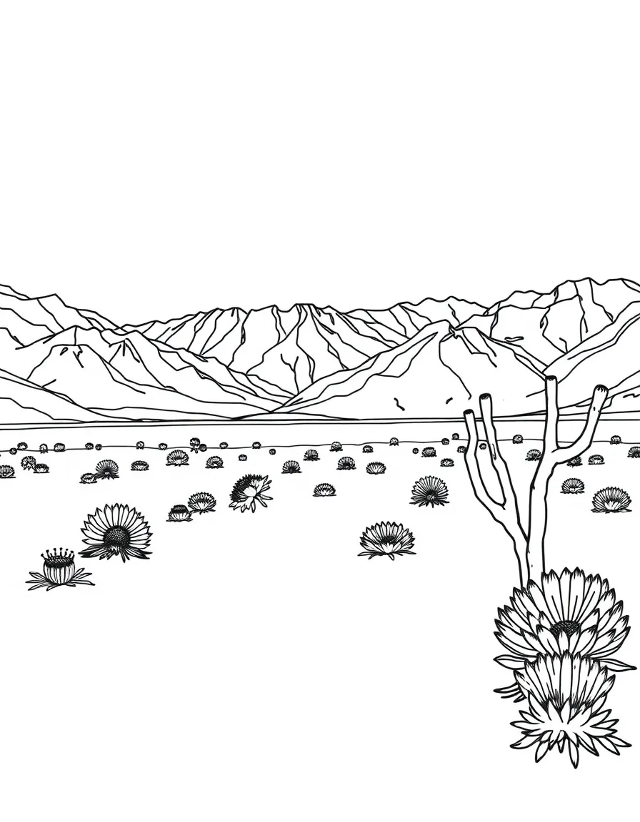 Death Valley National Park with California-Nevada desert extremes, Badwater Basin below-sea-level, wildflower bloom unpredictability, and Mojave-Sonoran ecosystem boundaries