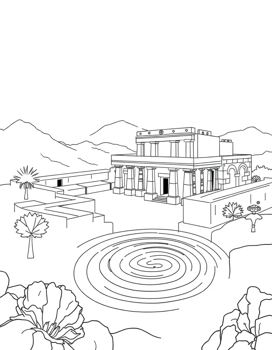 The Knossos Palace with Greek Minoan civilization reconstruction, Crete Bronze Age achievements, labyrinth mythology connections, and Mediterranean ancient culture