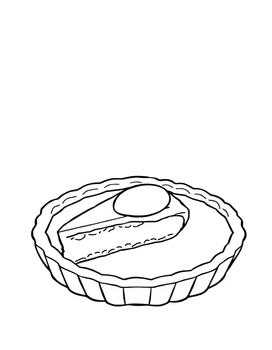 A detailed drawing of a Thanksgiving pie, ready to be sliced.