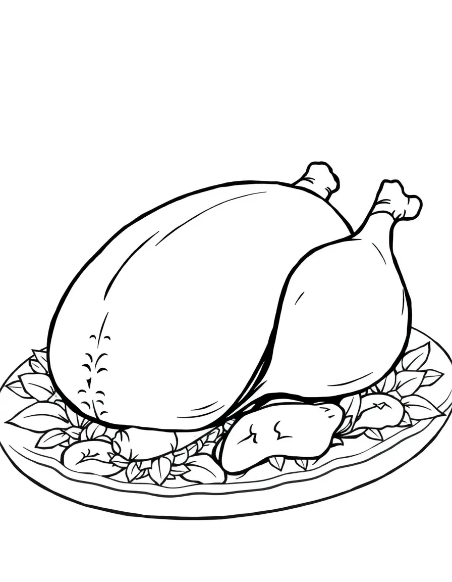 A detailed drawing of a roasted turkey on a platter.