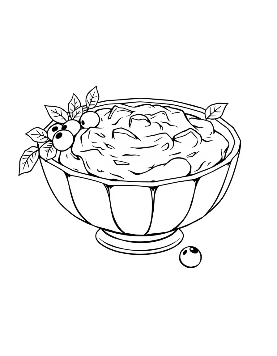 A detailed drawing of a Thanksgiving cranberry sauce bowl.