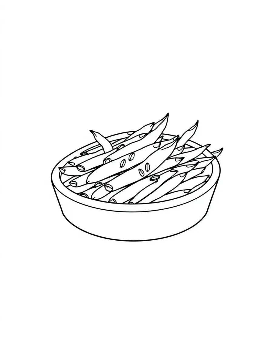 A detailed drawing of a Thanksgiving green bean casserole.