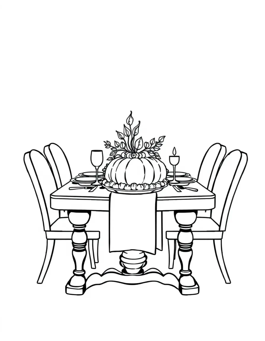 A detailed Thanksgiving table with cutlery and decorative plates.