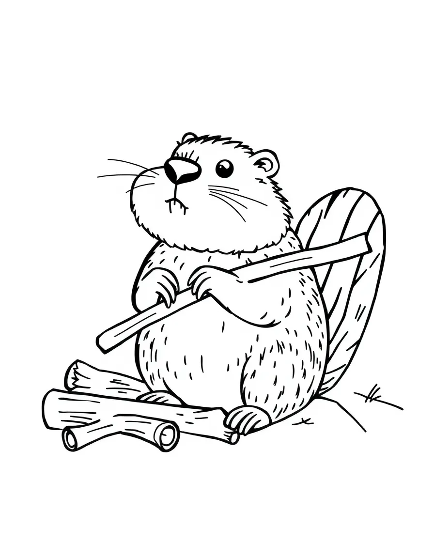 A busy beaver gathering sticks for winter.