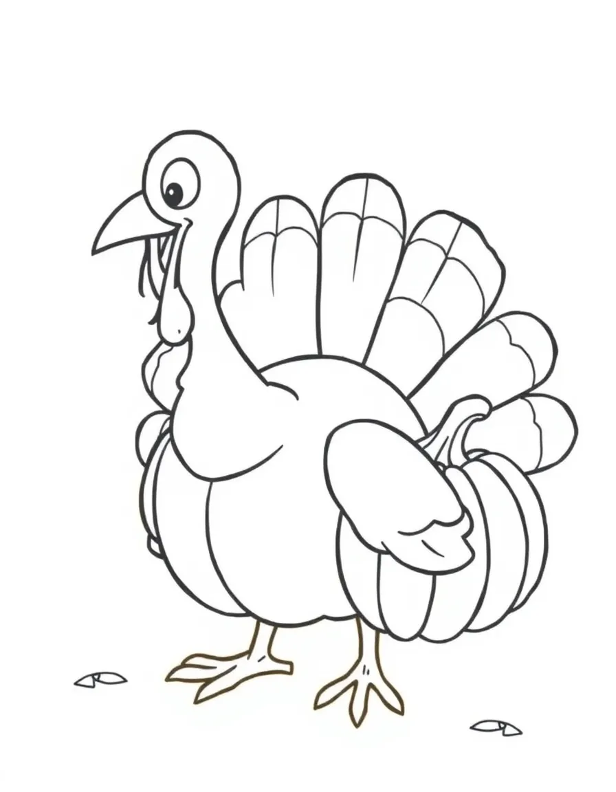 A funny turkey trying to disguise itself as a pumpkin.