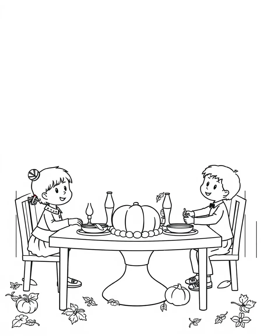 A group of children helping to set the Thanksgiving table.