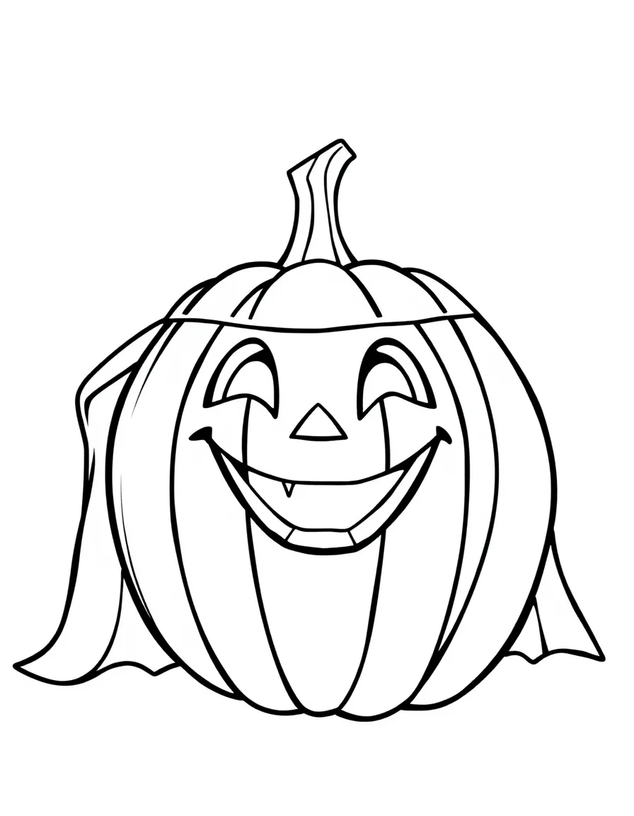 A big, happy pumpkin wearing a superhero cape.