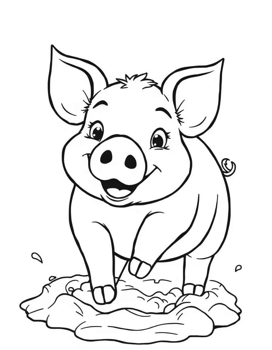 A happy pig rolling in mud.