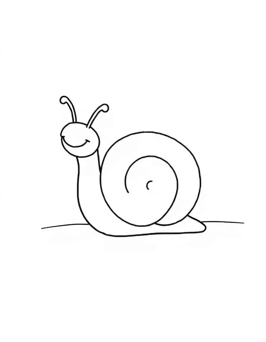A cheerful snail leaving a trail.