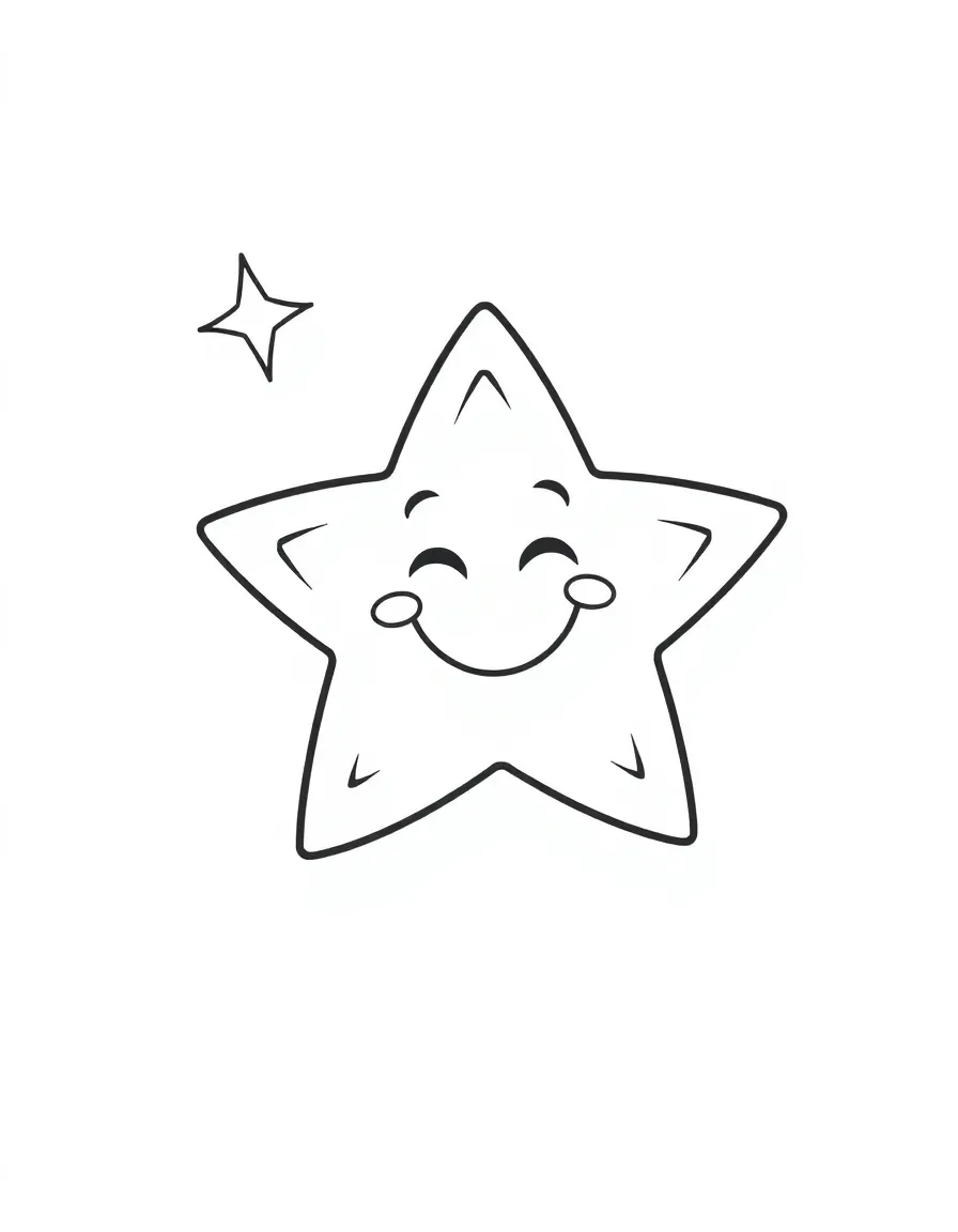 A happy star with a twinkle.