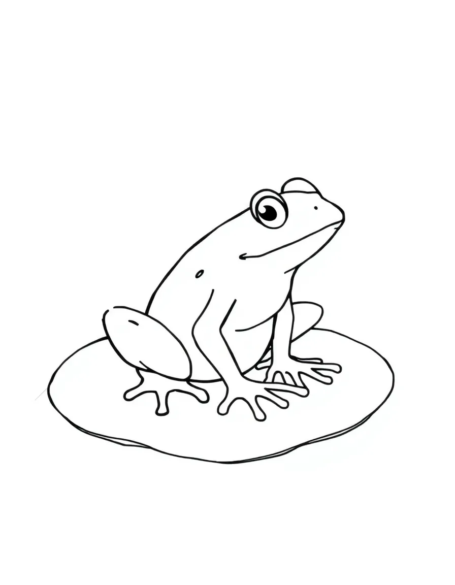A frog sitting on a lily pad, ready to jump.