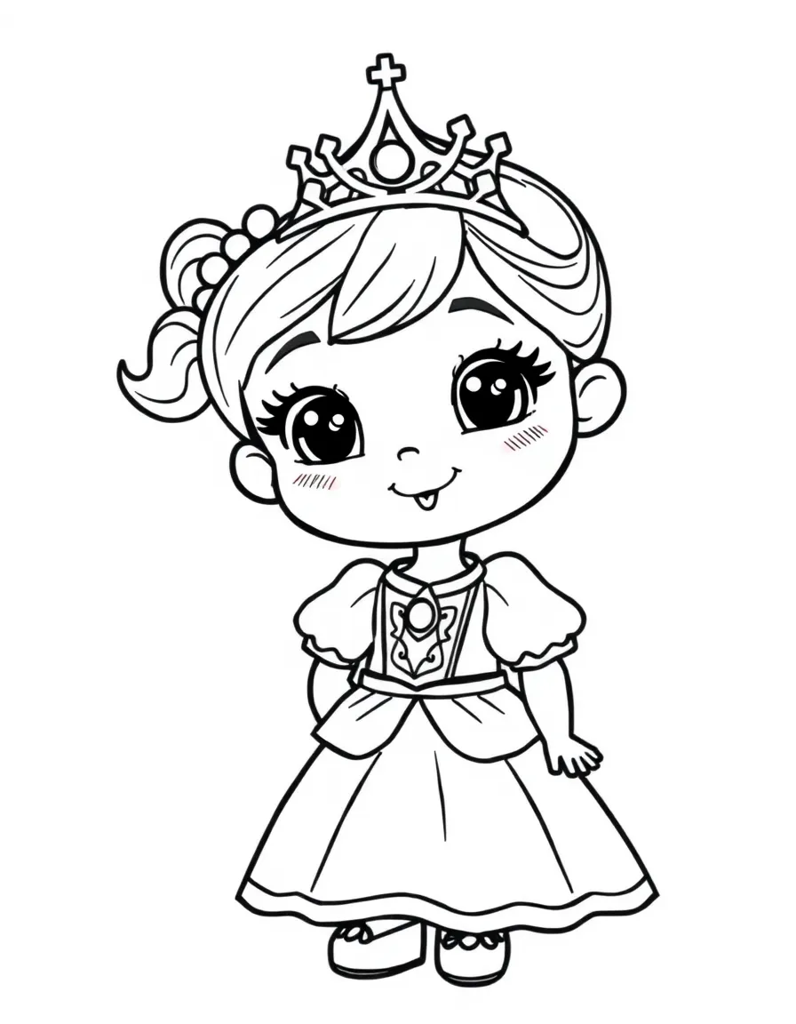 A little girl dressed as a princess with a crown.