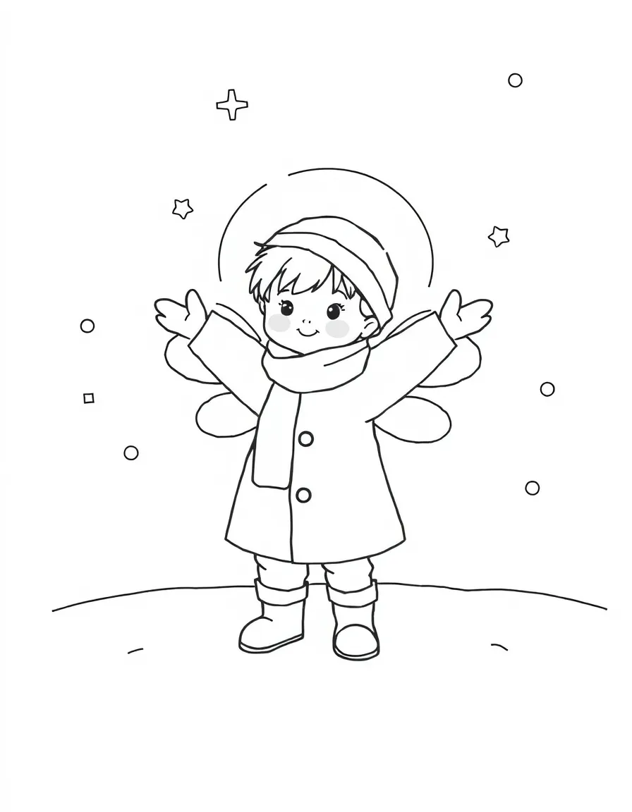 A child making a snow angel.