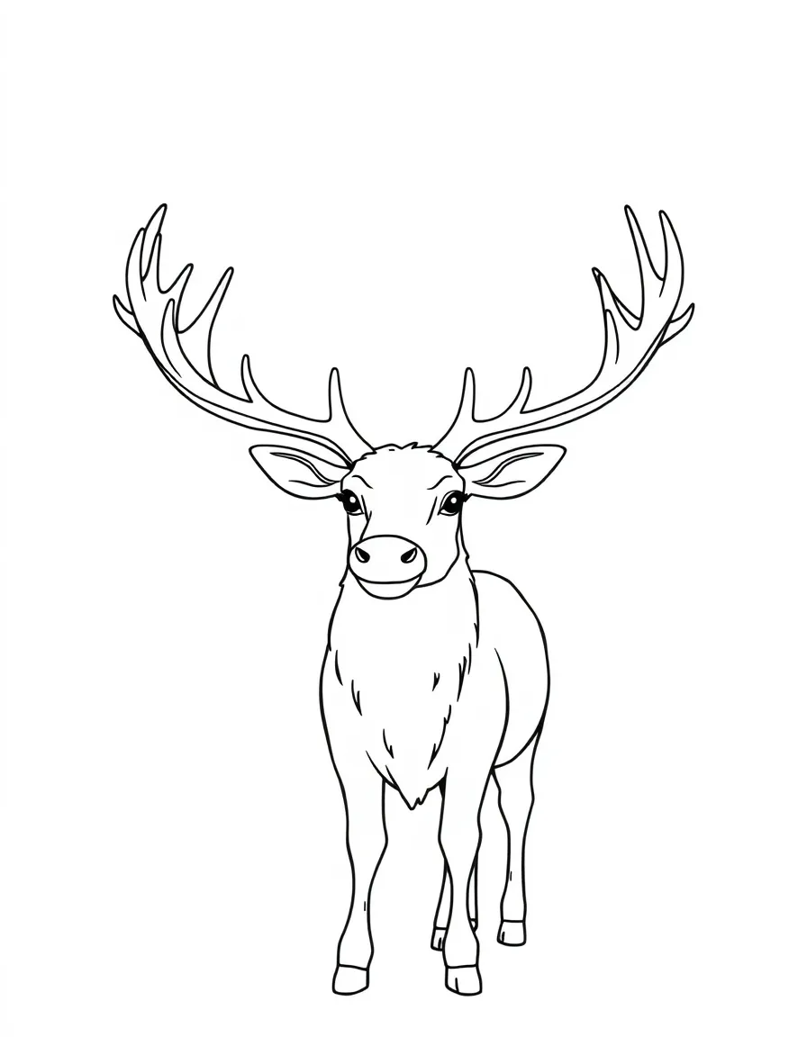 A reindeer with big antlers.