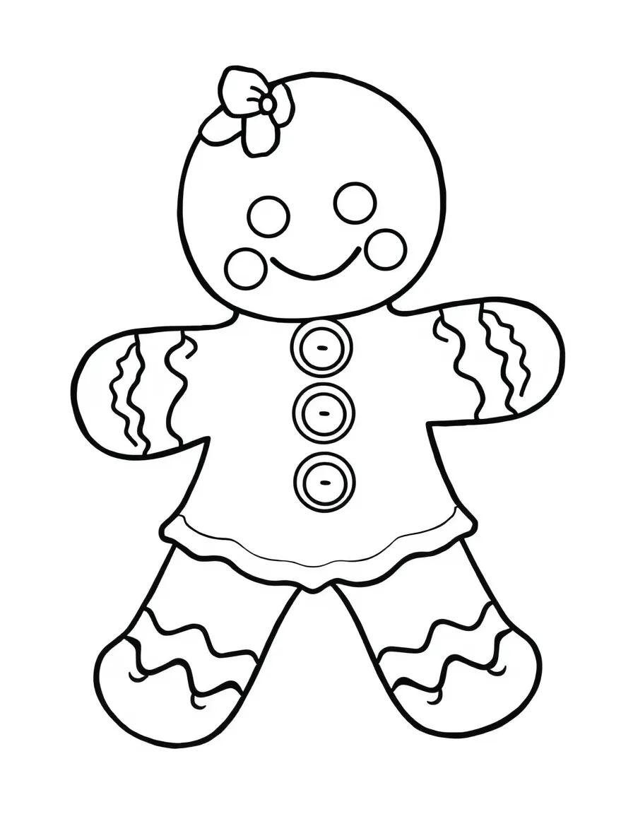 A gingerbread man with buttons for eyes.