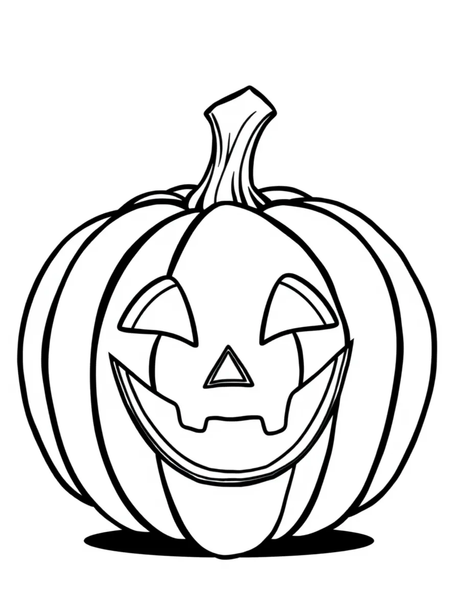 A pumpkin with a carved happy face.