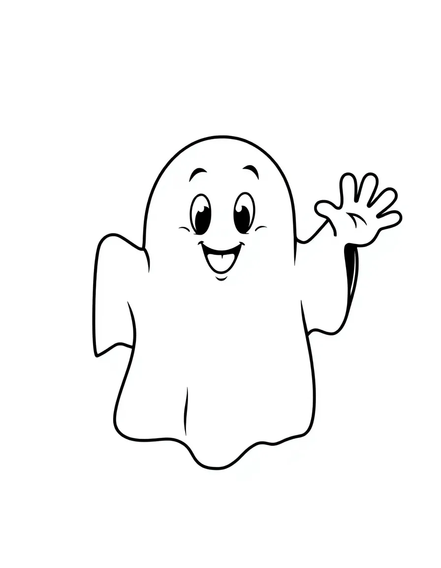 A friendly ghost waving hello.