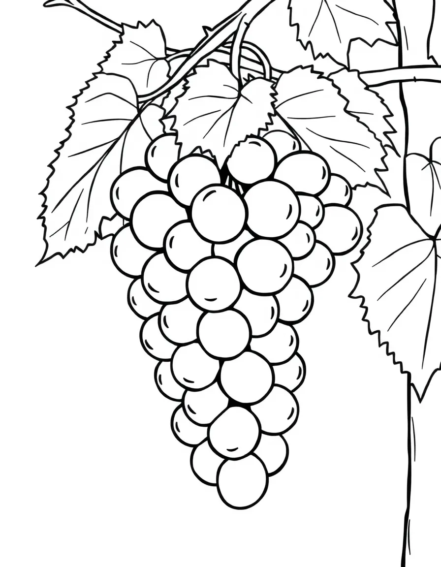 A bunch of grapes hanging on a vine.