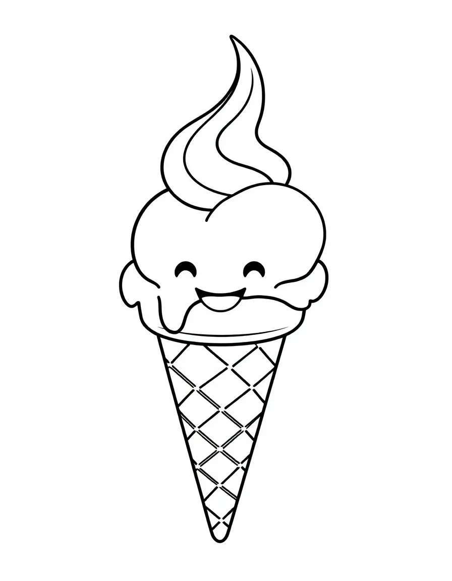 A happy ice cream cone with two scoops.