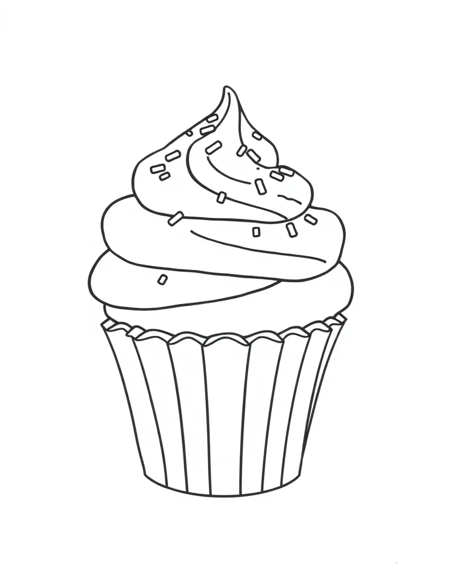 A delicious cupcake with frosting and sprinkles.