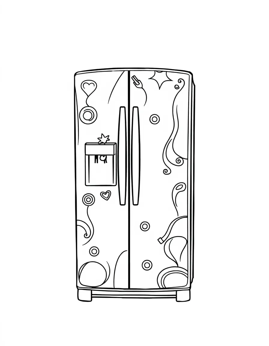 A refrigerator with magnets on the door.