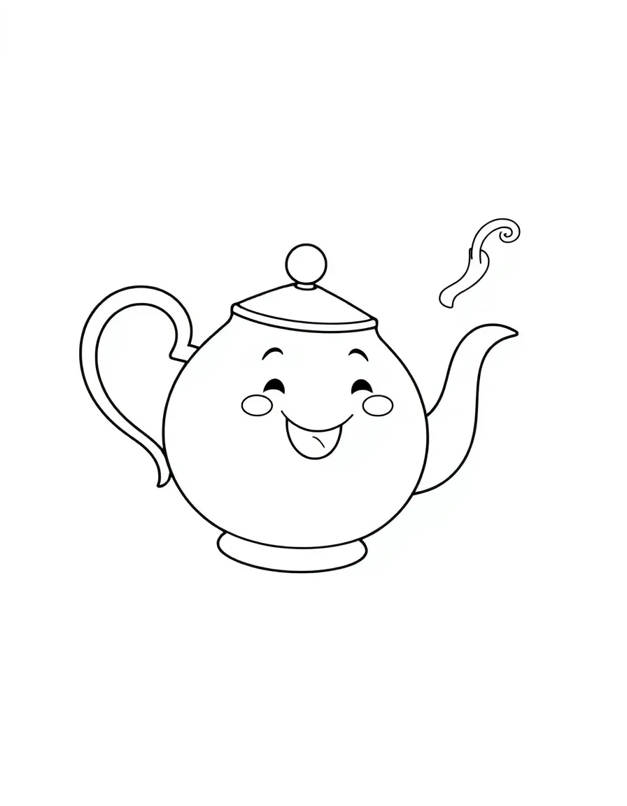 A happy teapot pouring tea.