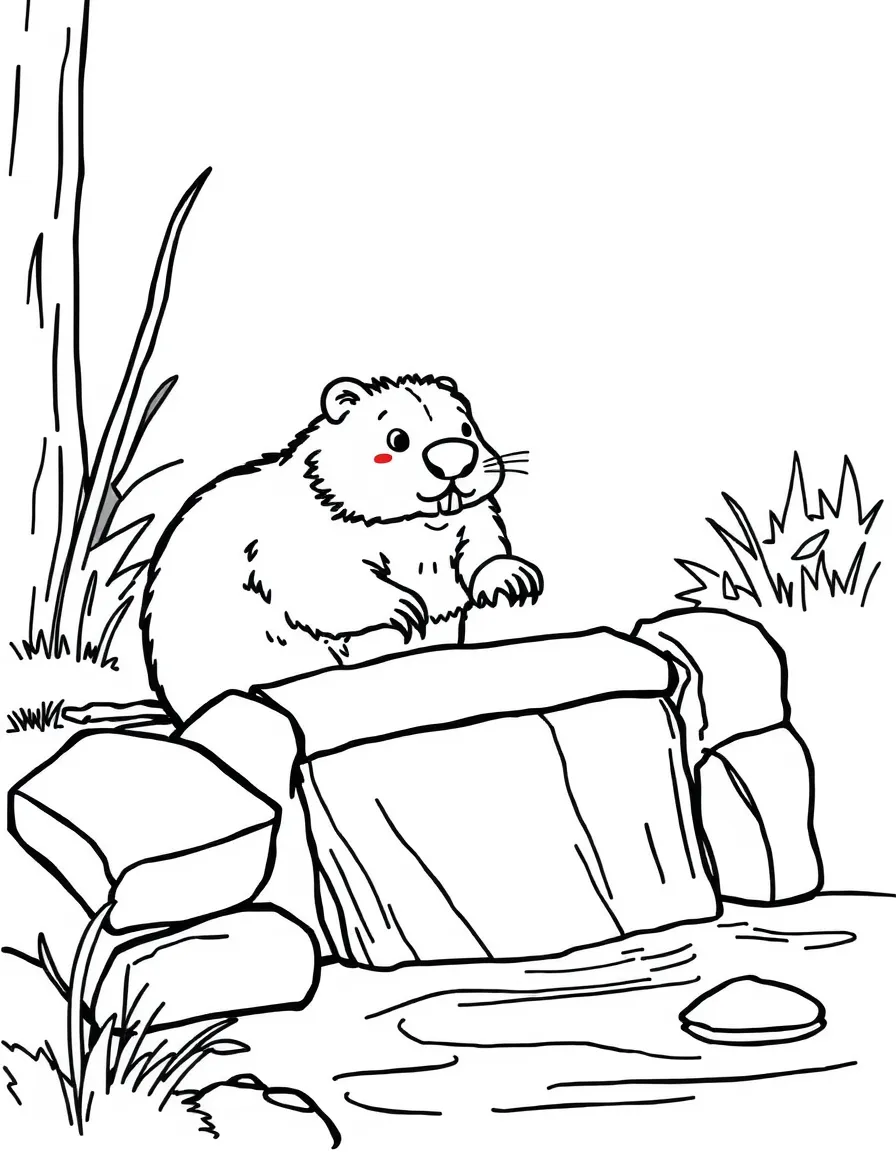 A beaver building a dam.