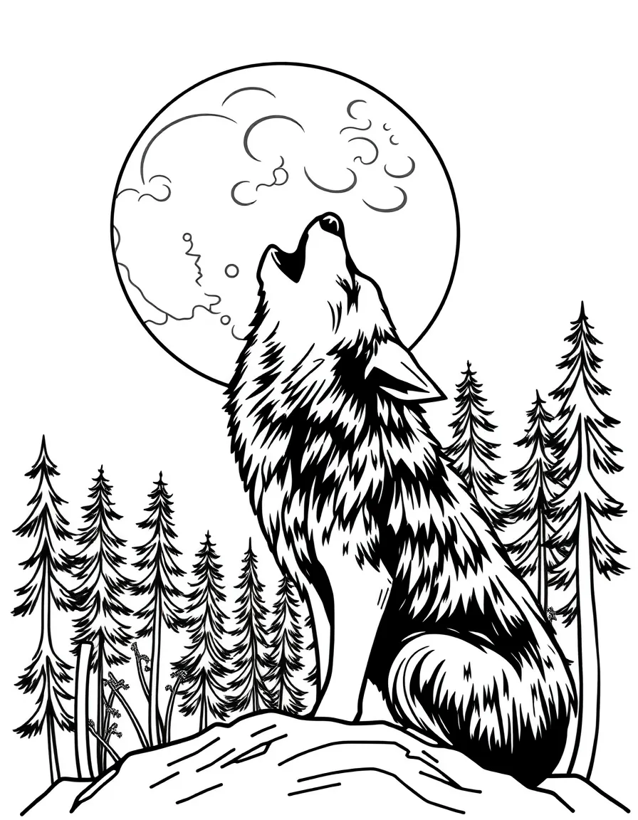 A wolf howling at the moon.