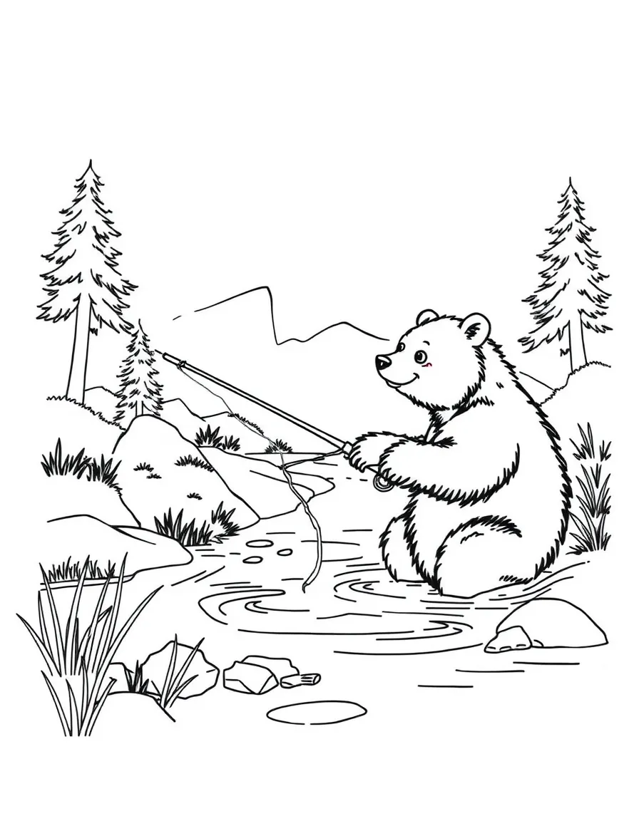 A bear fishing in a river.