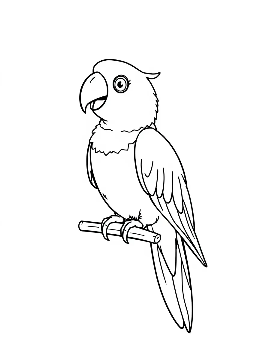 A happy parrot on a perch.