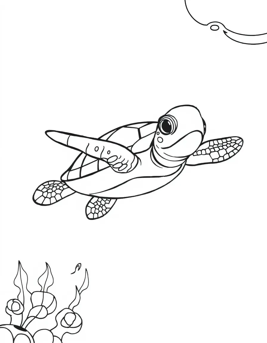 A little turtle swimming in the ocean.
