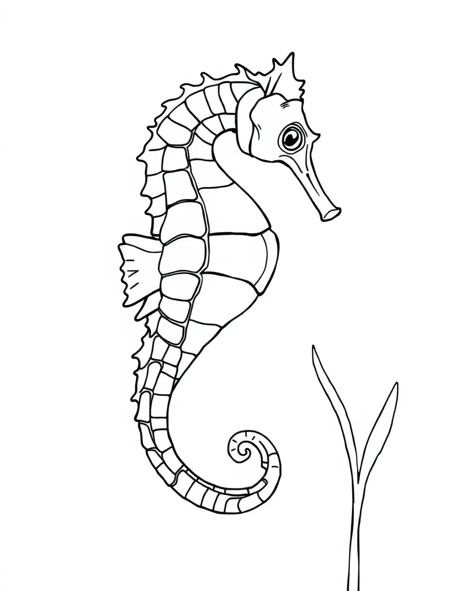 A seahorse floating in the water.