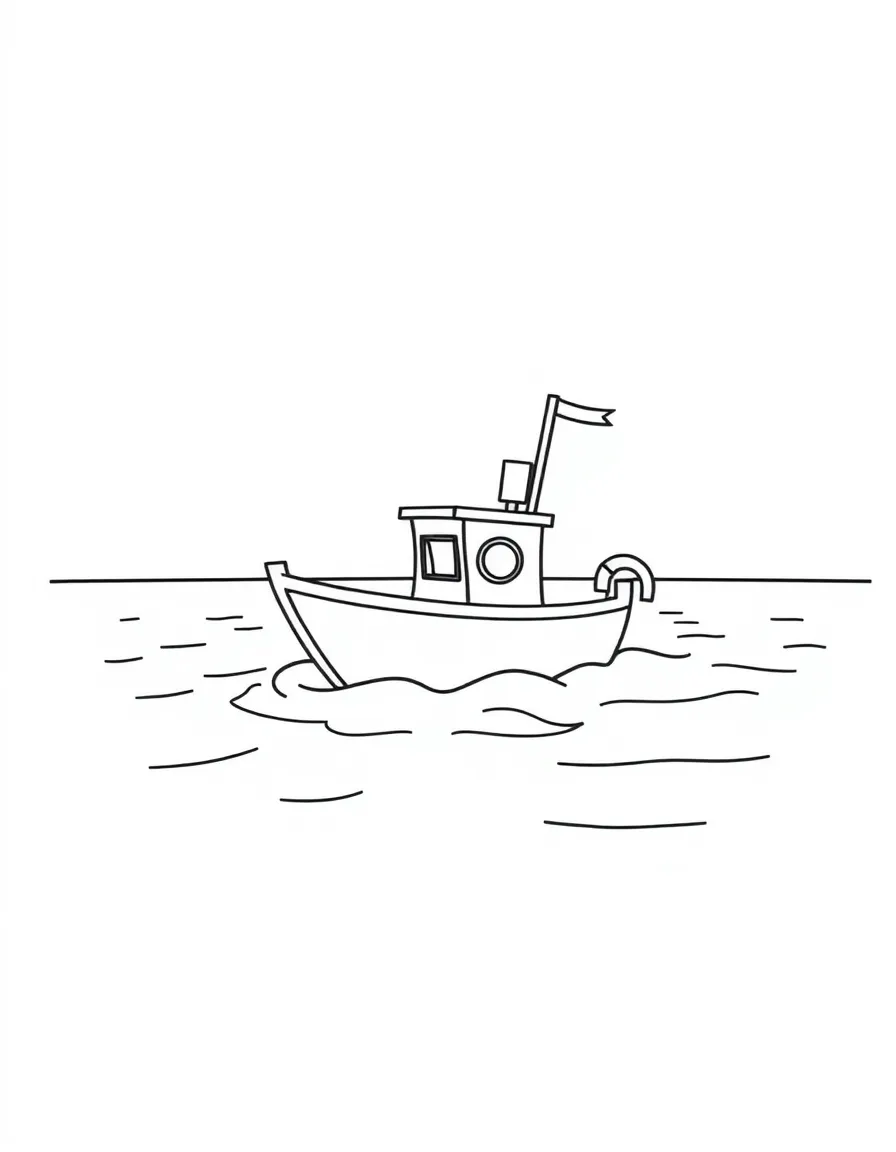 A little boat sailing on the sea.