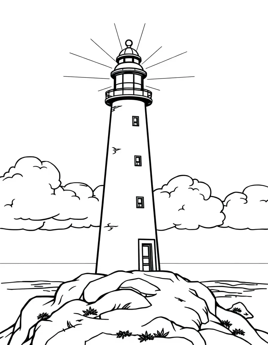 A lighthouse shining its light.