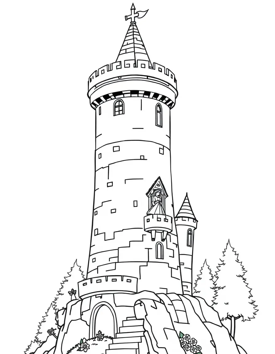A princess in a tall castle tower.