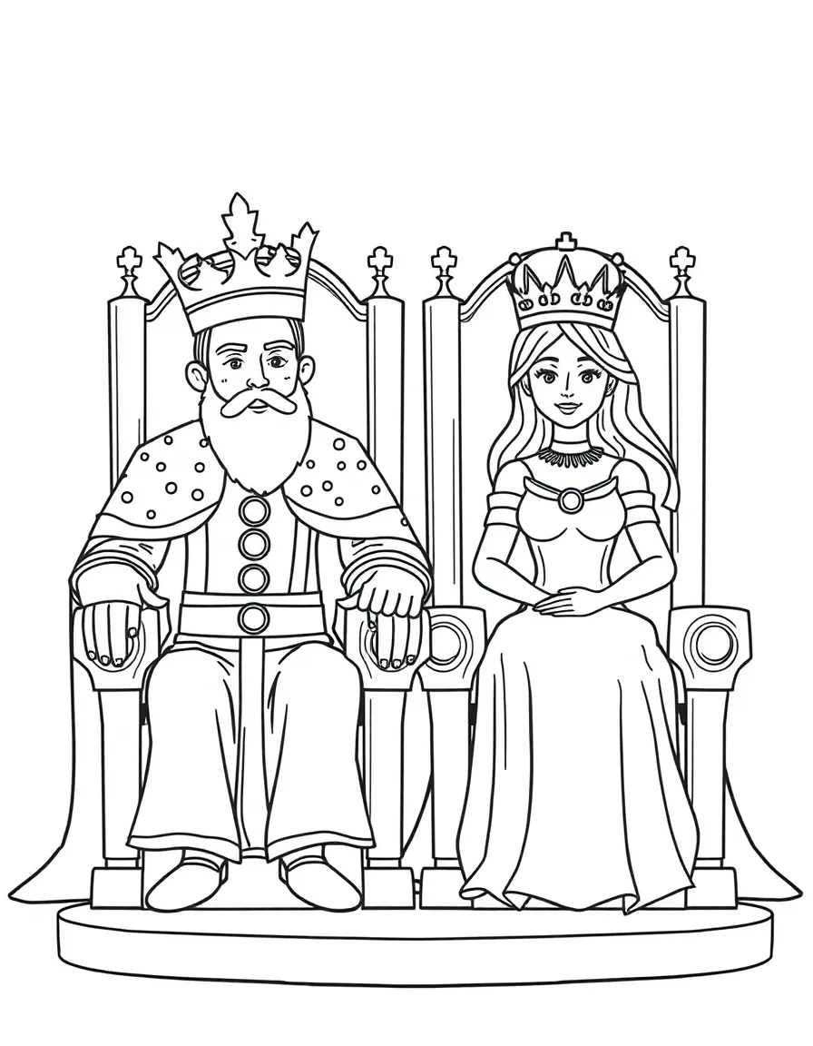 A king and queen on their thrones.