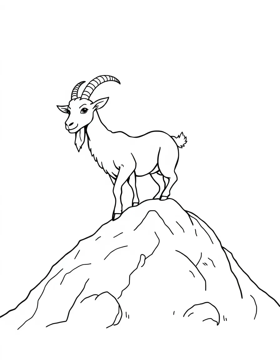 A goat climbing a hill.
