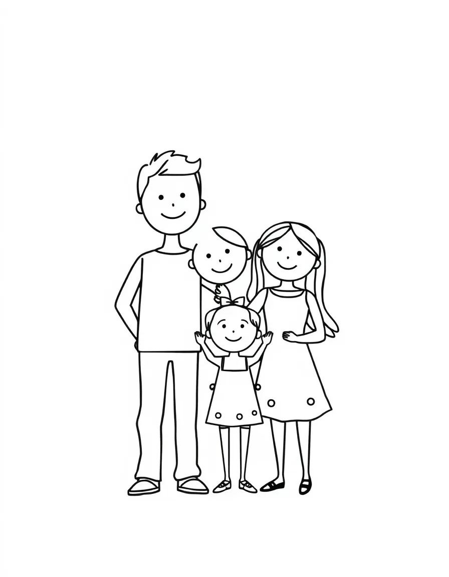 A drawing of a stick figure family.