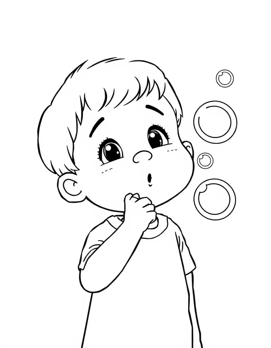 A child blowing bubbles.