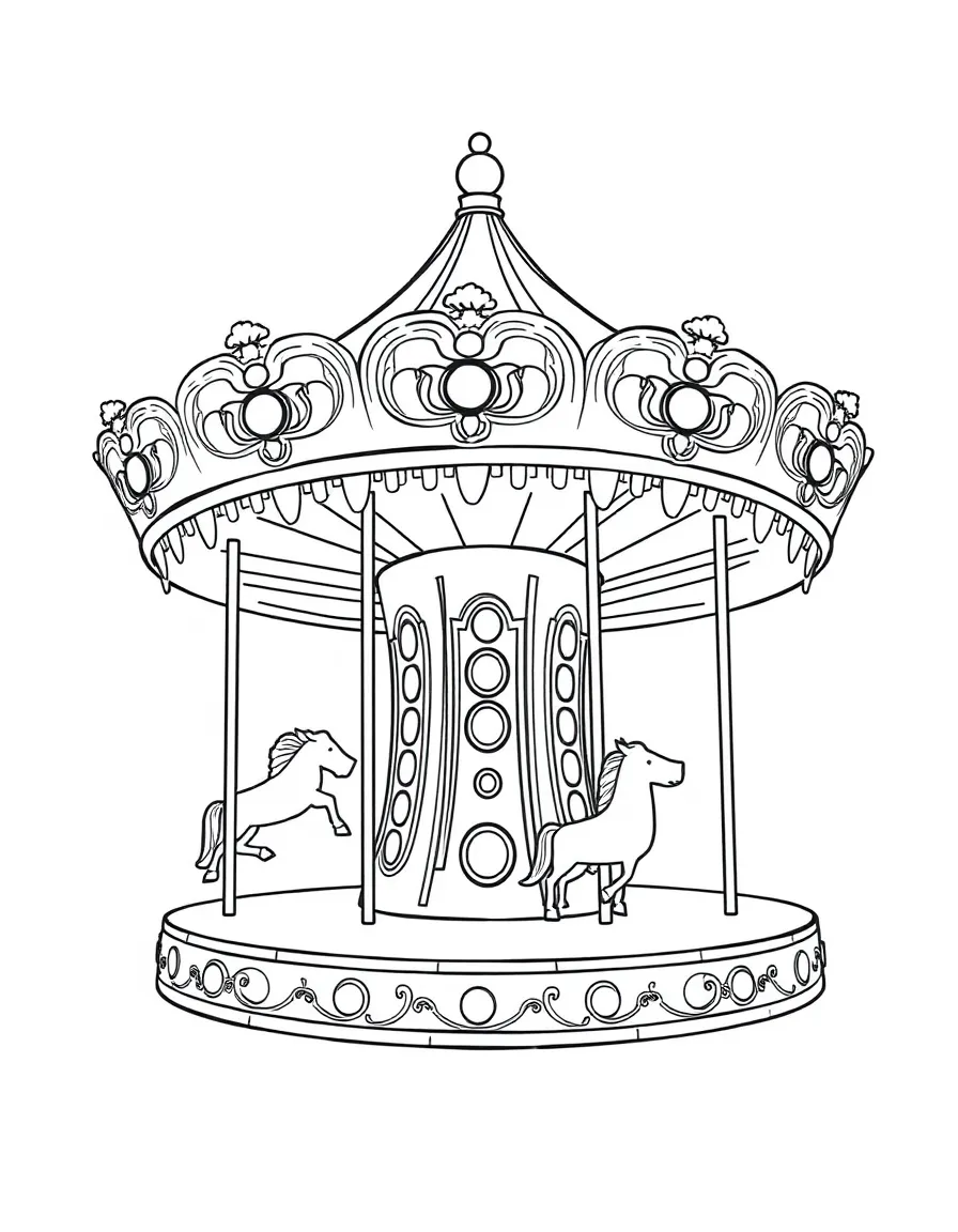 A merry-go-round spinning.
