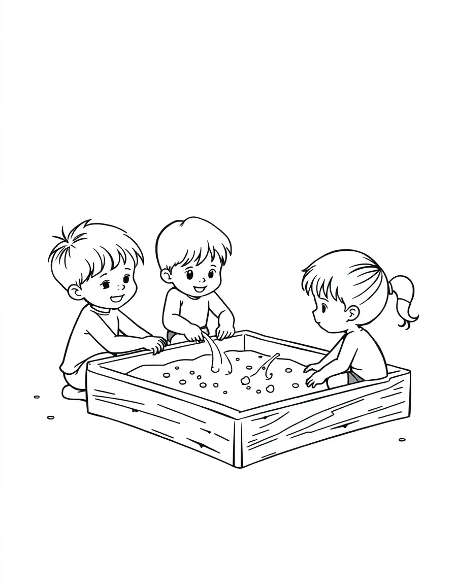 Children playing in a sandbox.