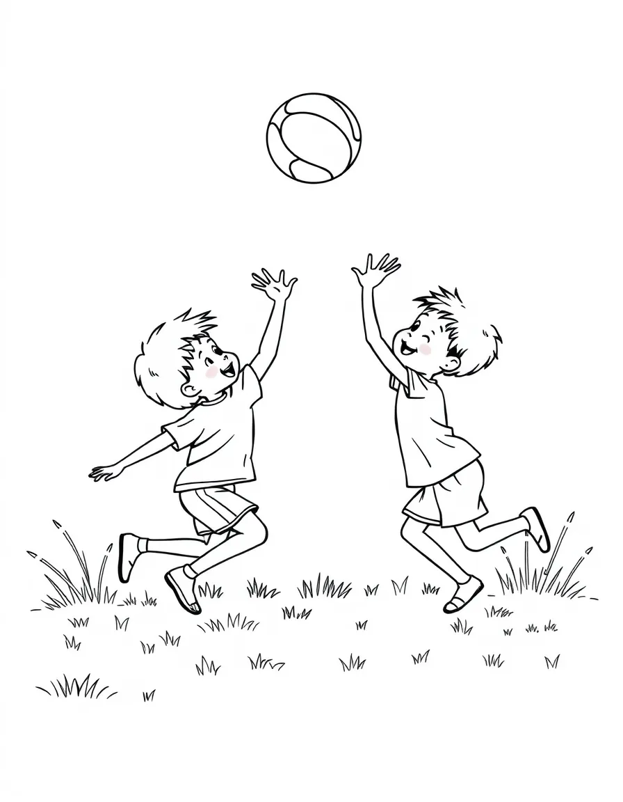 Children catching a ball.