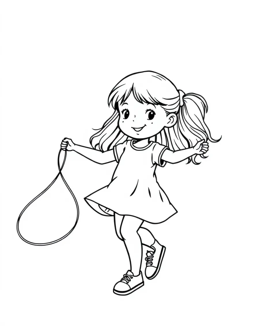 A little girl skipping rope.