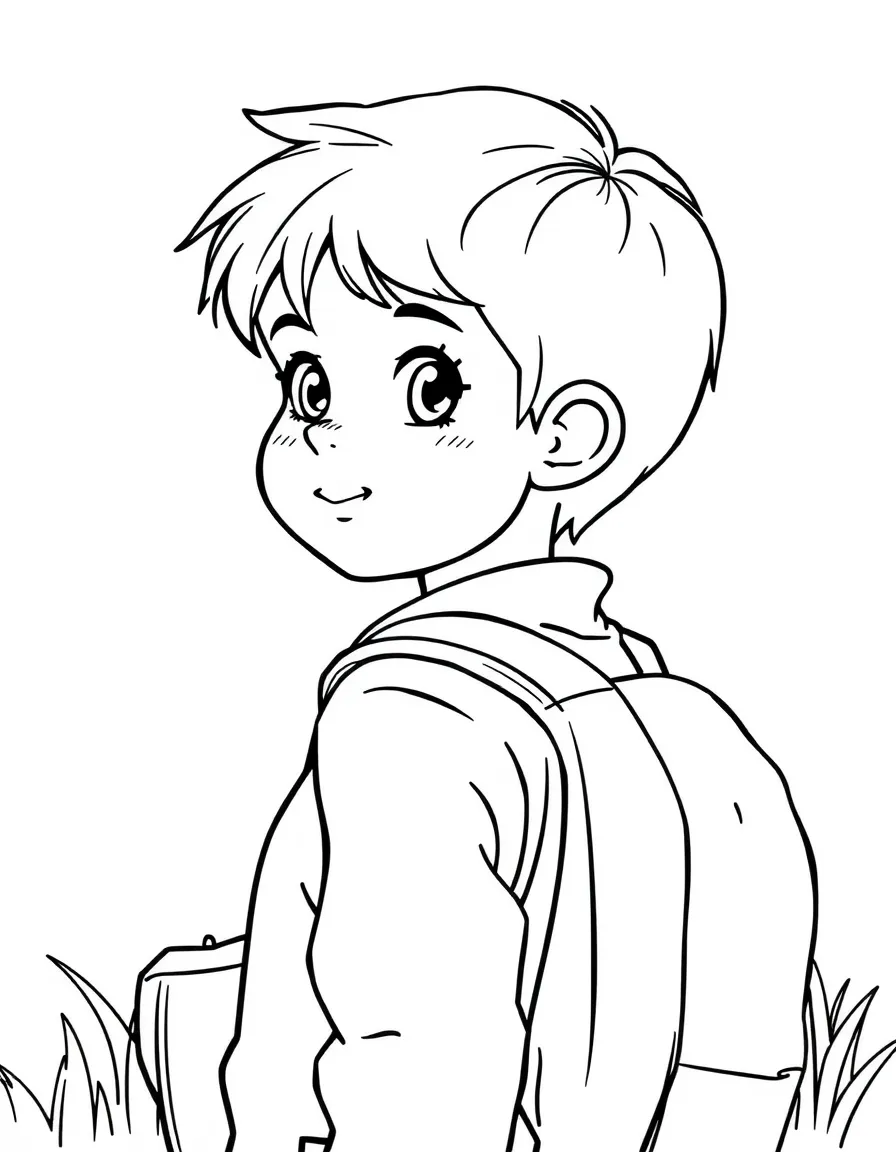 A child wearing a backpack.