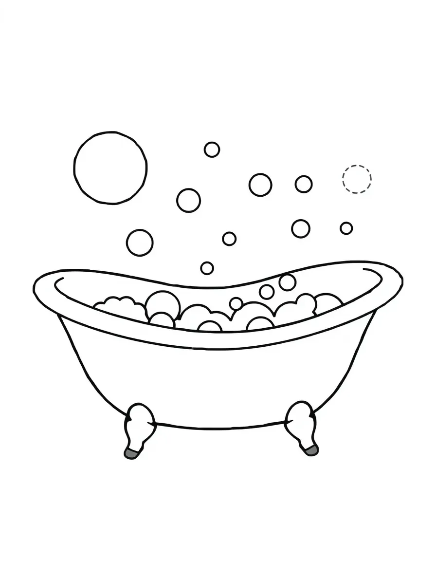 A happy bath tub with bubbles.