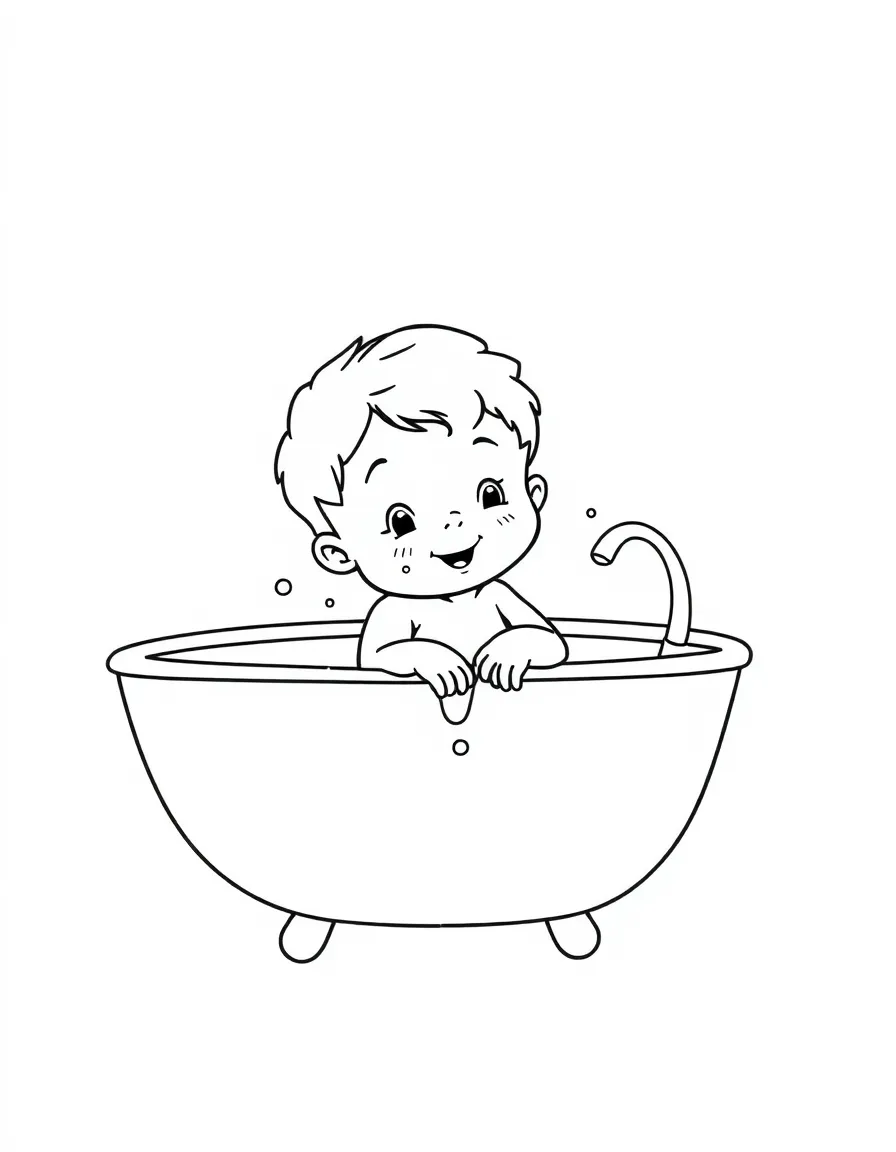 A child taking a bath.