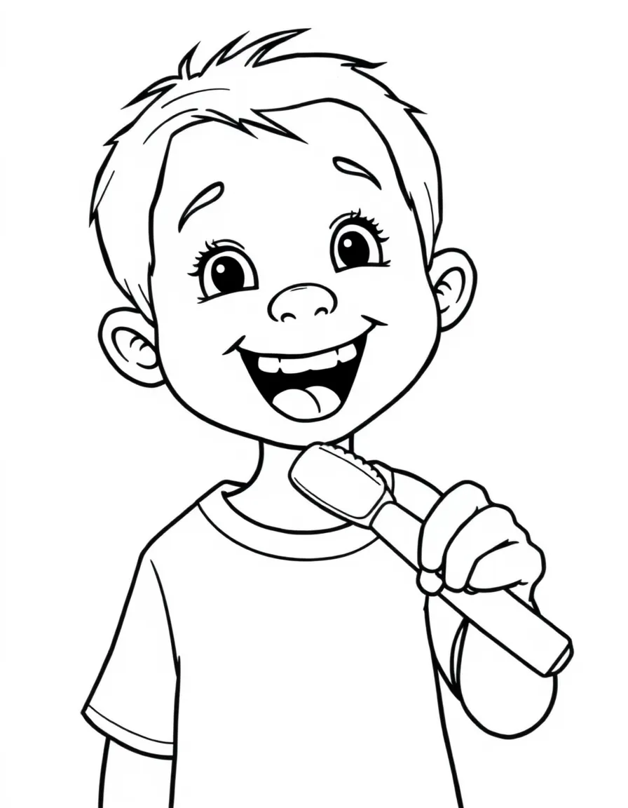 A child brushing their teeth.
